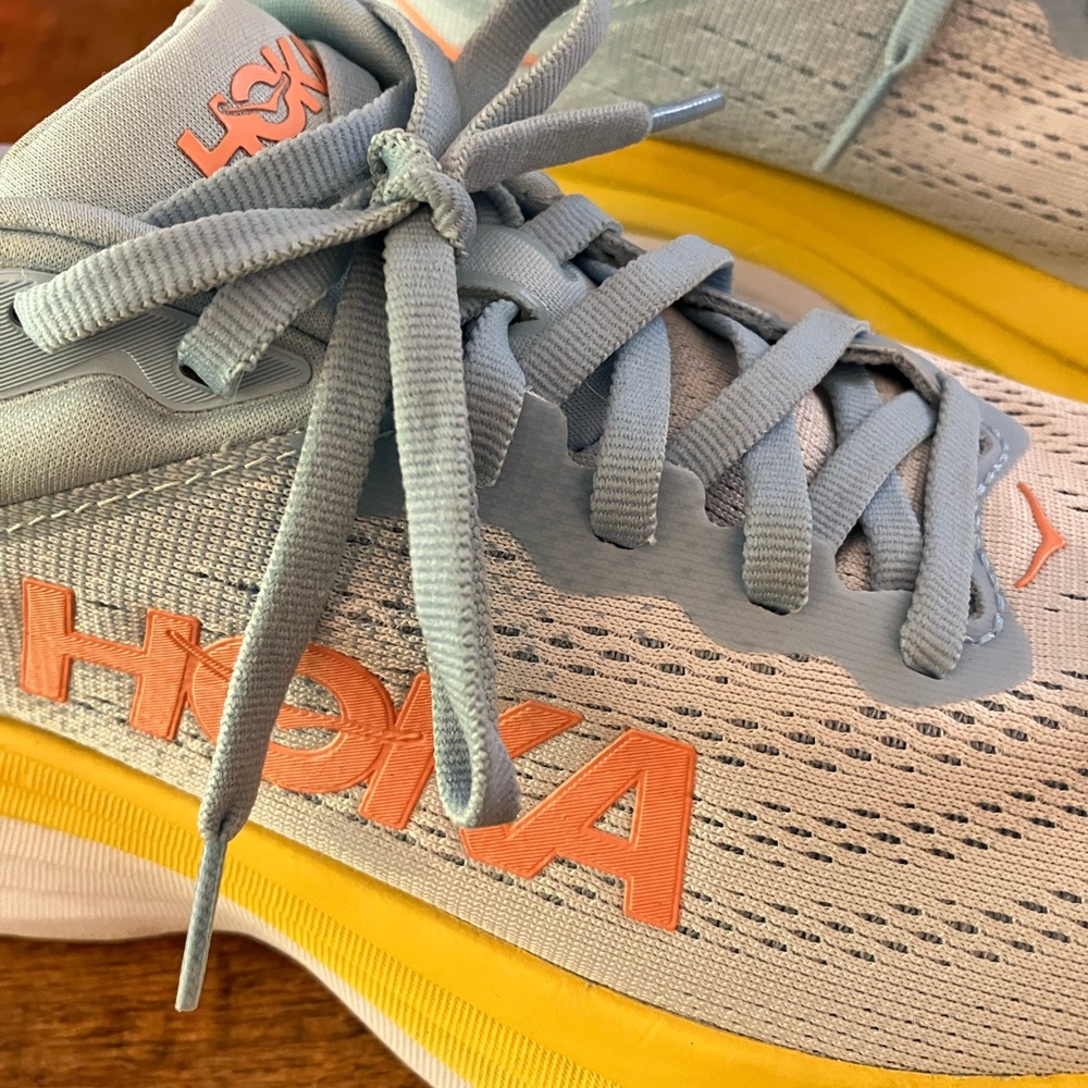 Hoka Sky Blue and Yellow Athletic Shoes - Picture 2 of 5